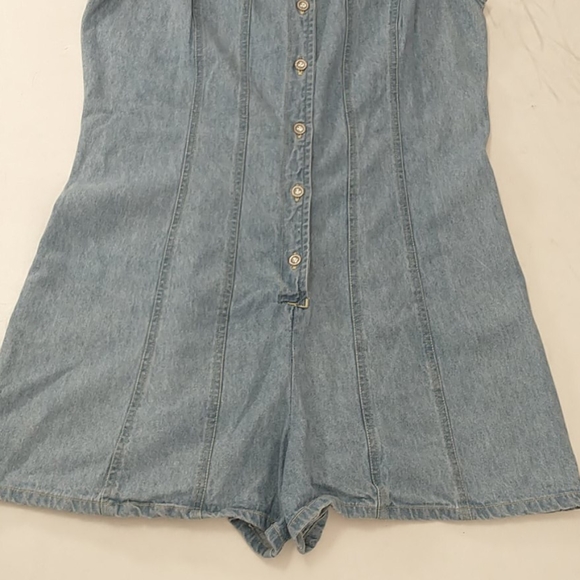 Vintage Chambray Romper Blue Denim Sleeveless 80's - Picture 3 of 8